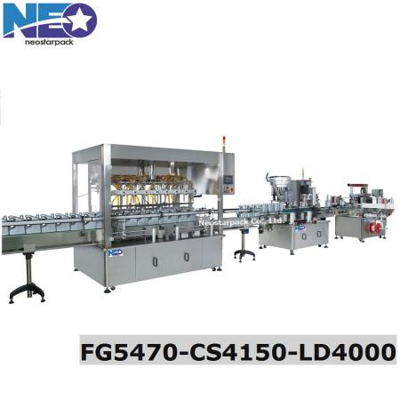 Lubricant filling line fully filling capping labeling line